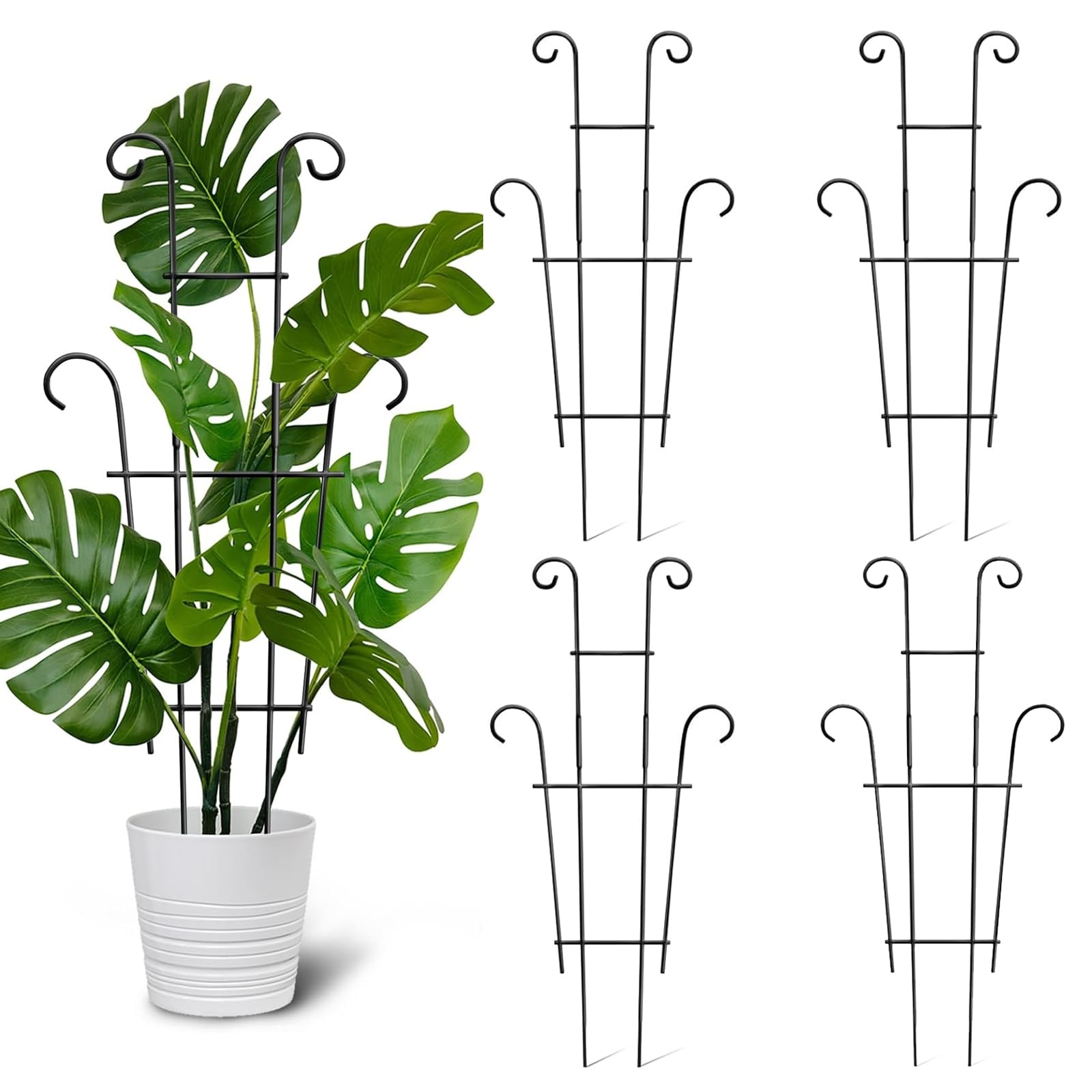 Indoor Plant Trellis for Potted Plants (4 Pack) | Modern Support for Vining Houseplants