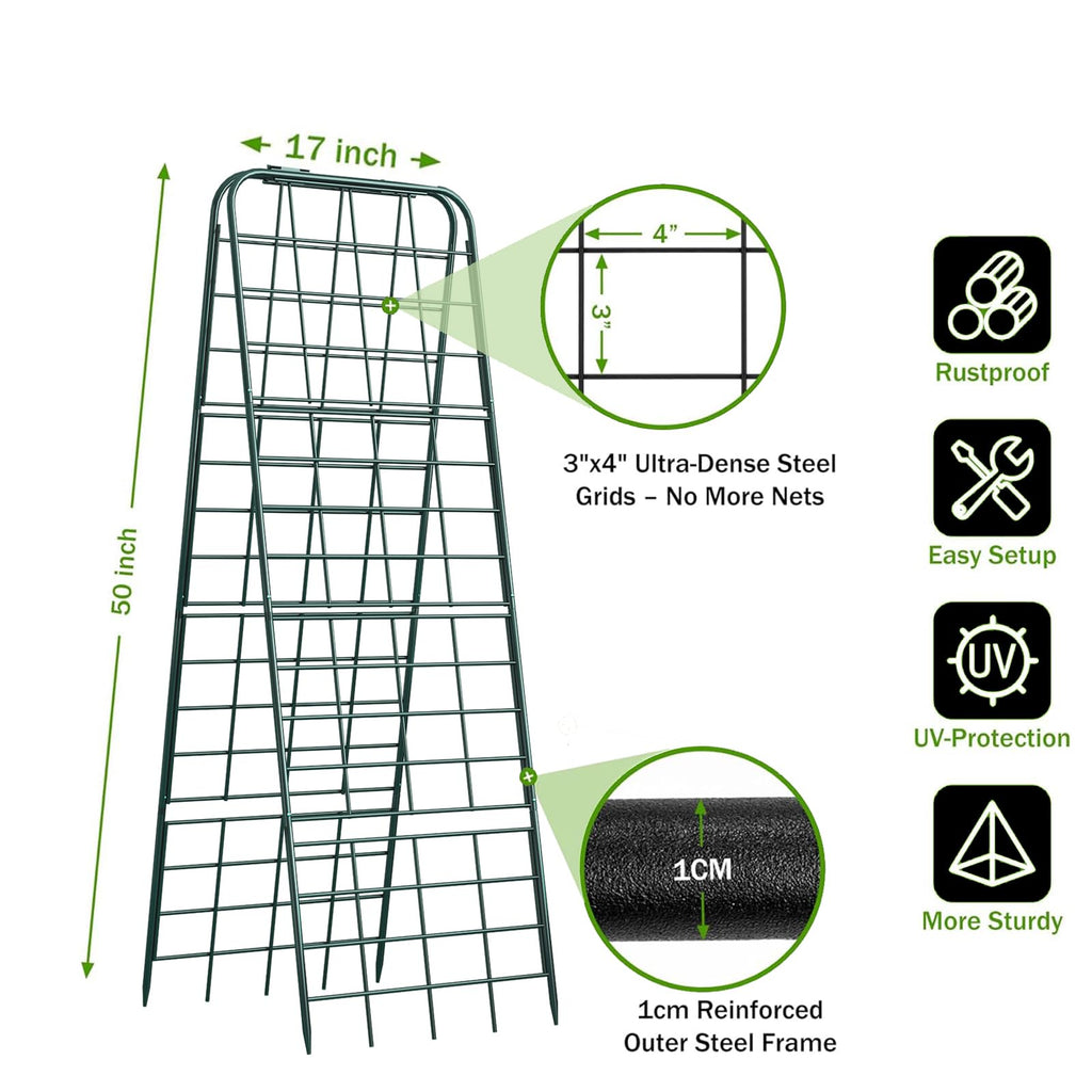 Heavy Duty 50"x17" Adjustable A-Frame Trellis for Climbing Plants