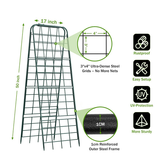 Heavy Duty 50"x17" Adjustable A-Frame Trellis for Climbing Plants