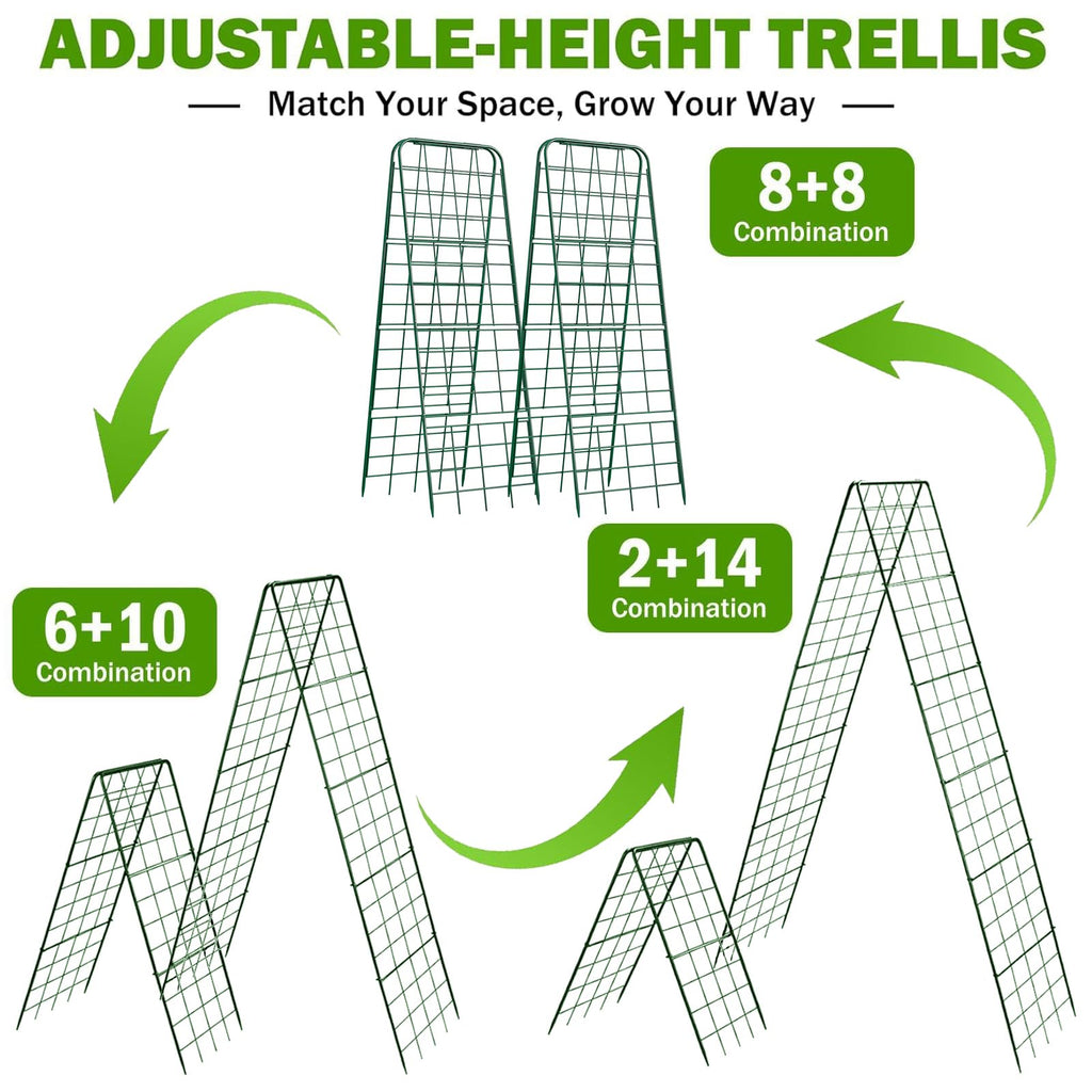 Heavy Duty 50"x17" Adjustable A-Frame Trellis for Climbing Plants