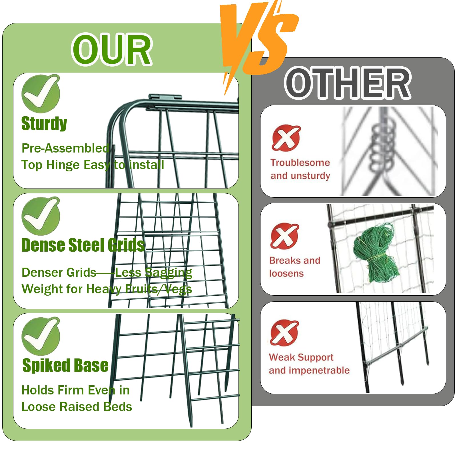 Heavy Duty 50"x17" Adjustable A-Frame Trellis for Climbing Plants